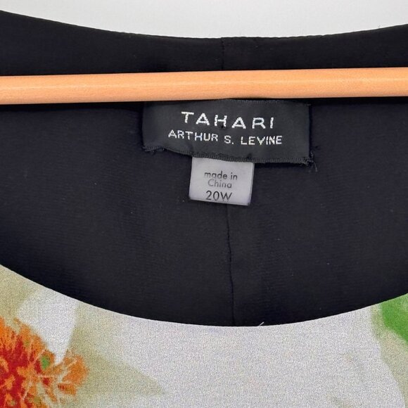 Tahari Arthur S. Levine Floral Layered Sleeveless Dress 20W Black  White plus - Picture 2 of 14